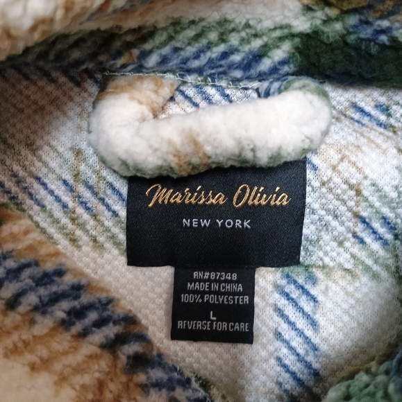 Marissa Olivia New York Sherpa plaid zip up vest size L - Picture 3 of 8